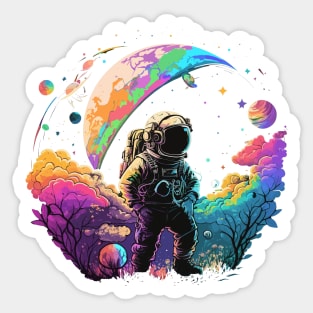 Astronaut in Space Colorful Vibrant Psychedelic Sticker